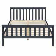 Décoshop26 - Lit adultes en bois de pin gris foncé 2 personnes avec sommier à lattes 180 x 200 cm 03_0002703 - gris Bois massif 3000326899781