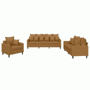 Ensemble de canapés 3 pcs avec coussins Marron Velours Modèle AbriÉvolution 72 - 8721012066540