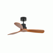 Faro barcelona Ventilateur de plafond en acier marron, pales en noyer foncé, moteur DC silencieux, 6 vitesses, télécommande, pour plafonds incliné