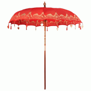 Helloshop26 - Parasol balinais rond élégant jardin 215 x 215 x 260 cm en coton rouge 02_0058820 - rouge Bambou 3000240795084