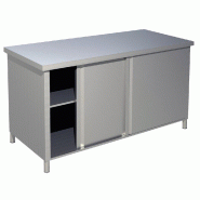 KBS Gastrotechnik KBS Armoire de travail Sans rebord L 200 cm X P 60 cm x 85 cm avec portes coulissantes - Acier inoxydable 18/10 90212106