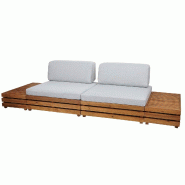 Mendler Garniture de jardin HWC-L28, Ensemble de salon Fauteuil de salon Canapé, Spun Poly Acacia Bois MVG ~ Coussin gris clair - gris Bois massif 99