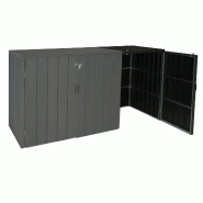 Mendler XL Habillage de conteneur à déchets en WPC pour 1/2 personnes Extension HWC-J28, conteneur à déchets premium, métal aspect bois ~ anthrac