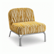 Now's Home - fauteuil lounge en tissu chenille zebré ocre doré 65x77x69cm savara - 3256390255828