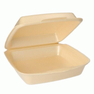 Papstar 200 boîtes repas à couvercle charnière, XPS non compartimenté, 22,5 x 22 cm beige, laminé Togo Take Away - beige plastique 12043