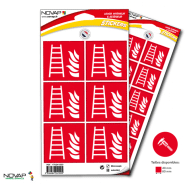 Planches de 10 panneaux adhésifs 40x40 mm incendie évacuation - PADCPN-NV01/ECHI_0