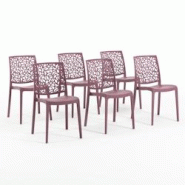 RATTATAN Set 6 Chaises en polypropylène avec fibre de verre empilables pour extérieur et jardin, bar et restaurant, cuisine design moderne - ANNA - RATTATAN Set 6 Chaises en polypropylène avec fibre de verre empilables pour extérieur et jardin, bar et restaurant, cuisine design moderne - ANNA -