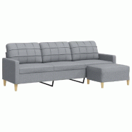 VidaXL Canapé à 3 places avec repose-pieds Gris clair 210 cm Tissu Modèle Indigo - 3278249