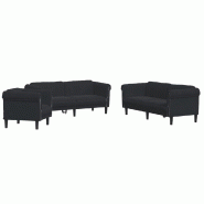 VidaXL Ensemble de canapés 3 pcs noir velours Modèle Fervoria - 3209214