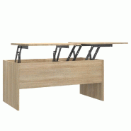 VidaXL Table basse chêne sonoma 102x50,5x46,5 cm bois d'ingénierie Modèle Grandeur Pro - 809722