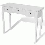 VidaXL Table de console et coiffeuse avec 3 tiroirs Blanc  Modèle Atlas Pro - 241143