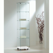 Vitrine top verre socle blanc et serrure L40 x P40 x H180cm