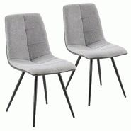 VS Venta-stock Pack de 2 chaises Praga, tissu et simili cuir Gris - gris Bois massif I23178