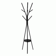 WellHome - Porte-manteau 180 cm en MDF et bois noir - métal WH14020