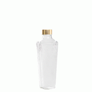 Zafferano Handy Bouteille en Verre Borosilicaté Transparent avec Décoration à Sillons Verticaux, Design Élégant, Accessoire Polyvalent et Fonctio