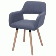 Décoshop26 - Chaise de salle à manger avec accoudoirs 80x56x53 cm en tissu velours côtelé gris foncé pieds bois hêtre 04_0009833 - gris Bois mas