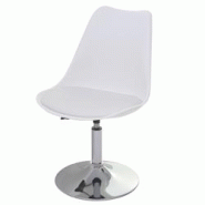 Décoshop26 - Chaise pivotante de cuisine salle à manger réglable en hauteur synthétique blanc pied chromé 04_0002037 - blanc 3000167432697 Décoshop26 - Chaise pivotante de cuisine salle à manger réglable en hauteur synthétique blanc pied chromé 04_0002037 - blanc 3000167432697