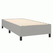 Décoshop26 - Sommier à lattes sur pieds cadre de lit 90x190 cm tissu gris clair TDL0207164 - gris 3001168988008