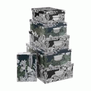 FIVE Lot de 6 Boîtes de rangement avec poignées et coins en Métal collection Black Flora - noir 3560235597333 FIVE Lot de 6 Boîtes de rangement avec poignées et coins en Métal collection Black Flora - noir 3560235597333