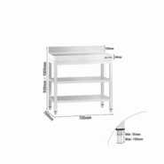 GGM Gastro Tables Inox de Travail Premium avec Dosseret et Etagère - Profondeur 600 mm - ATK76A - 4063326067009