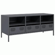 Helloshop26 - Meuble TV robuste industriel avec rangement 101,5 x 39 x 43,5 cm en acier laminé à froid anthracite 02_0049747 - acier 3000235993228