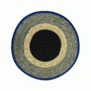 Now's Home - Lot de 6 sets de table rond en jonc de mer 38cm naturel et bleu luna - 3256390248899