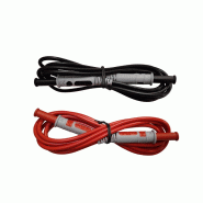CHAUVIN ARNOUX - Jeu de 2 cordons PVC (1 rouge, 1 noir) surmoulés - Fiche mâle droite diam 4mm isolée - 15A - 1,5 m - 1000V CAT IV