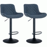 CLP Lot de 2 Tabourets de bar Minosa réglables et pivotants Bleu/Tissu - bleu textile 322852 CLP Lot de 2 Tabourets de bar Minosa réglables et pivotants Bleu/Tissu - bleu textile 322852