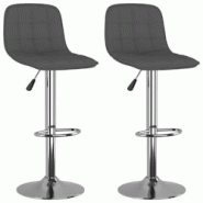 Décoshop26 - Lot de 2 tabourets de bar chaises hautes hauteur réglable en tissu gris foncé et acier DEC029712 - gris 3000257517846