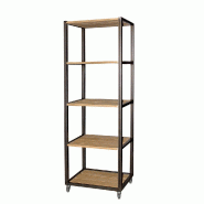 Étagère haute Westside Used - 4 niveaux bois et métal - L59xP39xH195cm - roulettes - pin massif - 171,5kg