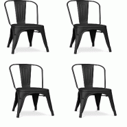 Fleda TRADING Chaise en acier inoxydable industriel pour Casa Bar, Pizzerie. Set de 4 fours colorés noir opaque - FLJ006-4PZ-NEROOPACO
