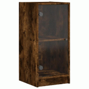Helloshop26 - Armoire latérale en bois d'ingénierie 35 x 37 x 75 cm avec portes vitrées design intemporel en chêne fumé 02_0049320 - verre 300023