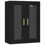 Helloshop26 - Armoire murale suspendue pratique de rangement 69,5 x 34 x 90 cm en bois noir 02_0048021 - noir verre 3000235070615