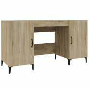 Helloshop26 - Bureau table poste de travail meuble d'ordinateur informatique étude chêne sonoma 140 x 50 x 75 cm bois d'ingénierie 02_0023645 - mé