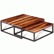 Helloshop26 - Ensemble de table basse gigogne lot de 2 bois massif marron 02_0042112 - 3000213663679 Helloshop26 - Ensemble de table basse gigogne lot de 2 bois massif marron 02_0042112 - 3000213663679
