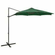 Helloshop26 - Parasol meuble de jardin déporté avec mât et lumières led 300 cm vert 02_0008545 - vert aluminium 3000456047762