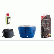 LotusGrill - Pack spécial barbecue Classic Blue (35 cm) avec 2,5 kg de charbon de bois et gel combustible - 4260023012343
