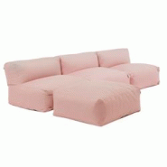Oviala Business Canapé d'angle fixe modulable 4 places rose poudré - rose polyester 115044 Oviala Business Canapé d'angle fixe modulable 4 places rose poudré - rose polyester 115044