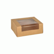 Papstar 25 barquettes à sushi en carton, revêtues de PLA carrées 4,5 cm x 12 cm x 10 cm marron - marron en carton 48192000