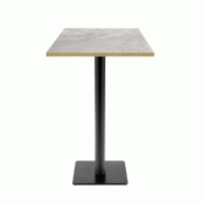 RestooTab - Mange-debout Milan T 50x50cm décor marbre perla chants couleur laiton - blanc fonte TB-MITFF-5050M-MB.PERL-LAI RestooTab - Mange-debout Milan T 50x50cm décor marbre perla chants couleur laiton - blanc fonte TB-MITFF-5050M-MB.PERL-LAI