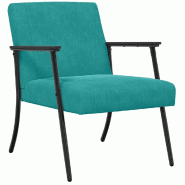 VidaXL fauteuil Turquoise 59 x 75 x 78 cm Velours Modèle Vega Office Nordique - 42017689