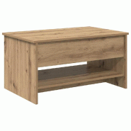 VidaXL Table basse Chêne artisanal 80 x 50,5 x 41,5 cm Modèle Luna Signature - 880714