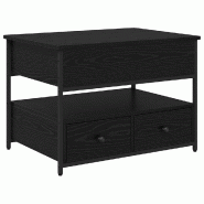 VidaXL Table basse Chêne noir 70 x 50 x 54.5 cm Bois d'ingénierie Modèle Helios Ronde - 883050