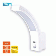 Applique murale Led 10W 750Lm 4000K Ip54 6,6X18,8X25Cm avec détecteur de mouvement Edm - 8425998325355 Applique murale Led 10W 750Lm 4000K Ip54 6,6X18,8X25Cm avec détecteur de mouvement Edm - 8425998325355