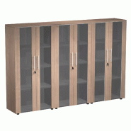 Armoire 6 portes en verre fumé à serrure - 9 étagères - L. 243 x P. 43 x H. 158 cm So Flora - Frêne Noir_0