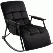 CLP Fauteuil a bascule Elara Velours HBT: 66x61x100 cm Noir Velours - noir textile 328554