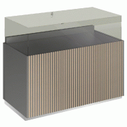 Comptoir T01 vitrine 4 Faces et MDF naturel+gris alu - 120x60x93cm