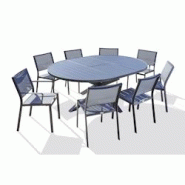 DCB GARDEN - Ensemble repas 8 places en aluminium anthracite avec rallonge papillon PELOSA - Table ovale, 6 chaises et 2 fauteuils empilables DCB GARDEN - Ensemble repas 8 places en aluminium anthracite avec rallonge papillon PELOSA - Table ovale, 6 chaises et 2 fauteuils empilables