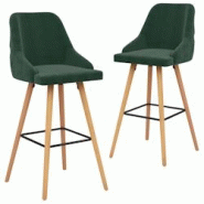 Décoshop26 - Lot de 2 tabourets de bar chaises hautes design et moderne en velours vert foncé et bois DEC029895 - 3000257618062 Décoshop26 - Lot de 2 tabourets de bar chaises hautes design et moderne en velours vert foncé et bois DEC029895 - 3000257618062