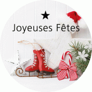 Etiquette cadeau adhésive "Joyeuses fêtes" patins Ø35mm par 500